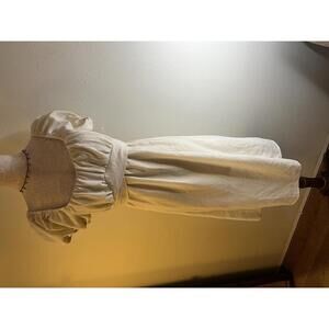 Elegant Cream Puff Sleeve Midi Dress